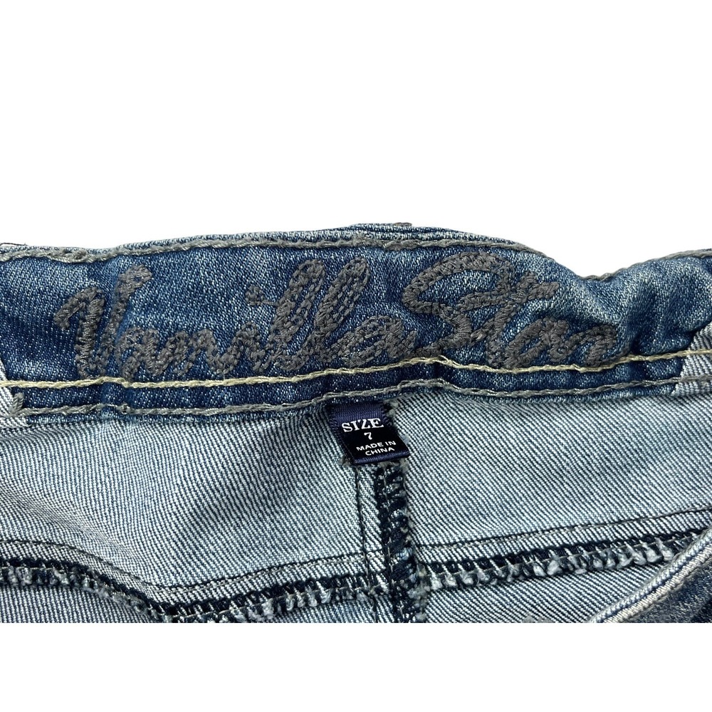 Vanilla Star Juniors Size 7 Embellished Stud Rhinestone Low-Rise Straight Jeans - Picture 10 of 16